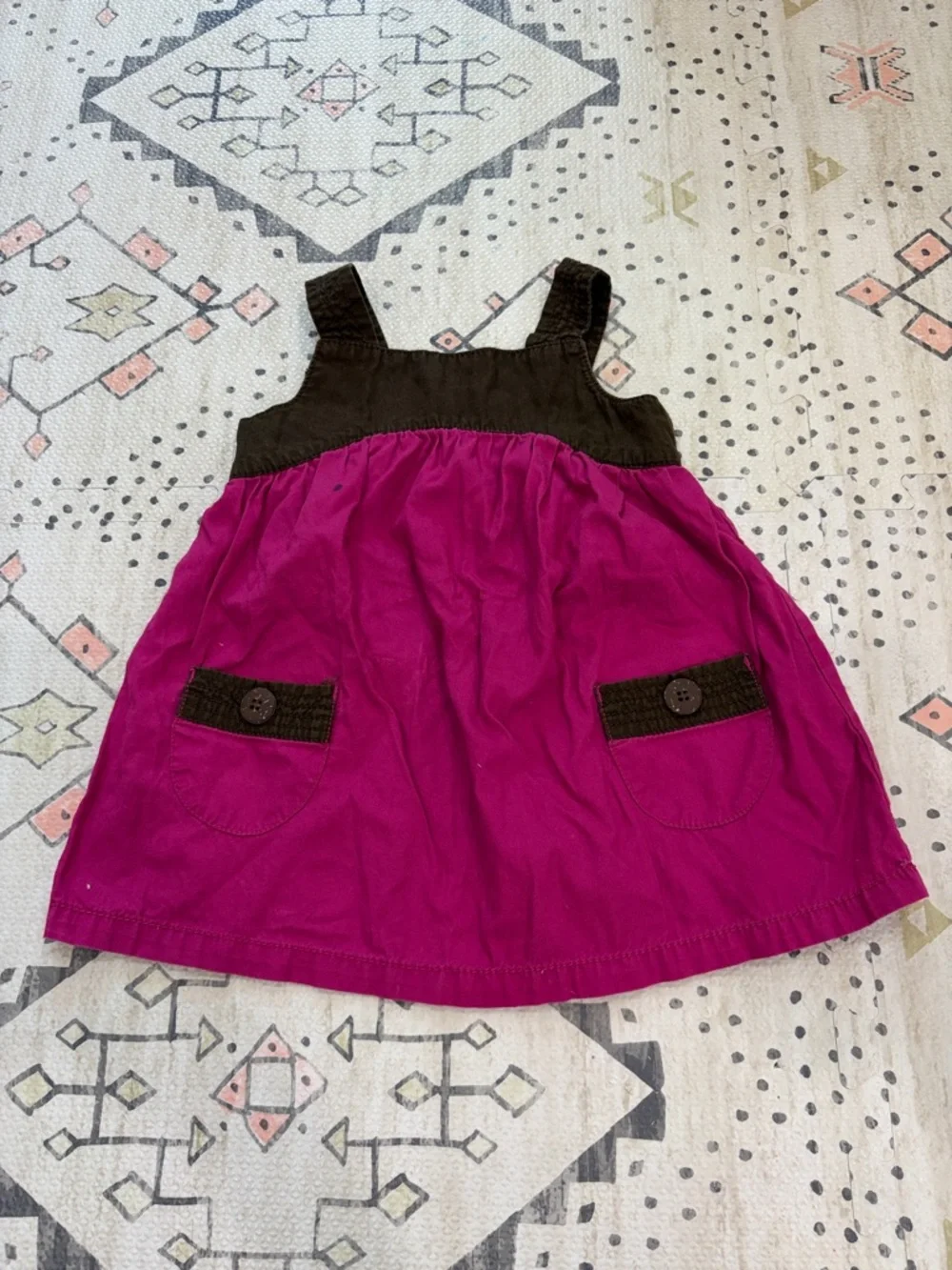 Cherokee Magenta and Brown Sleeveless Cotton Dress